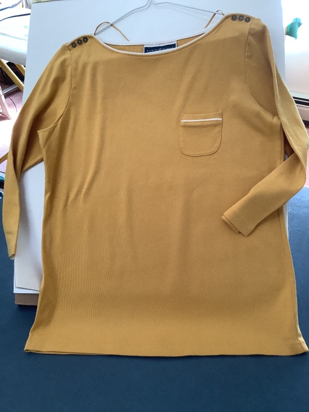 Karen Scott Medium Top. Mustard color